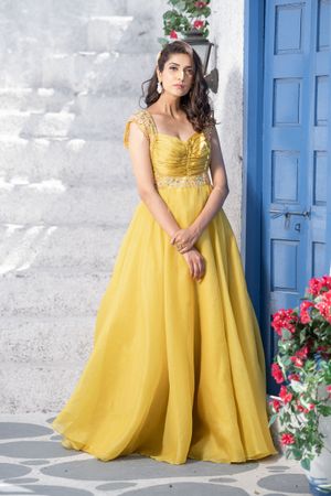 Buy Yellow Organza Gowns Online Latest Collection with Prices